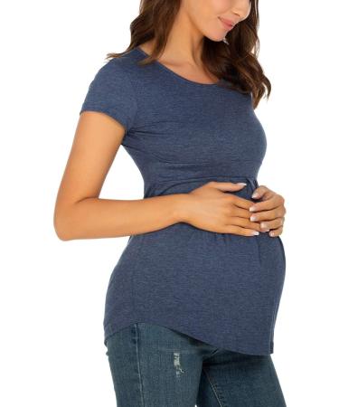 Love2Mi Women's Maternity Nursing Shirt - Layered Wrap Design, Stop Maternity Top - Navy Blue, Size Small - Buy Online on SooperMarket.com