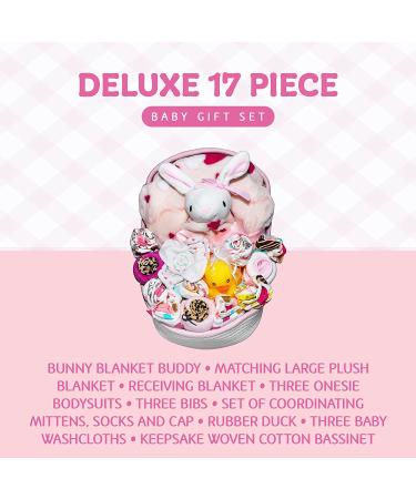 Bassinet New Baby Girl Gift Set  Baby Layette Set with 17-Piece Unique New Baby Essentials for Expecting Moms and New Parents  Pink - Nikkis Gift Baskets - Buy Online on SooperMarket.com