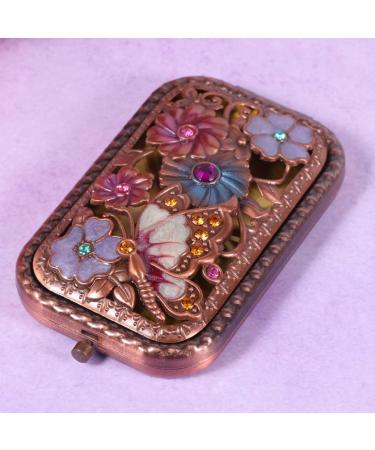 LEORX Antique Butterfly Compact Mirror for Women - Foldable Double Sided Metal Makeup Mirror - Buy Online on SooperMarket.com