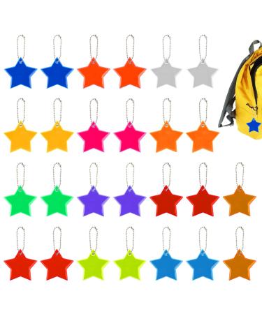 Vegena 26 pieces of children reflector pendant security reflector pendant star safety reflector with chains reflective trailers for school bag backpack night cycling (13 colors)