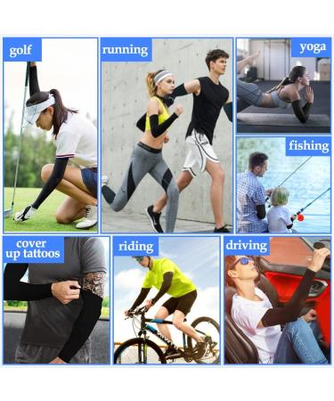 Siyingsaery UV Protection Arm Sleeves - 2 Pairs Black Slide-Resistant Elastic Sun Protection for Men & Women - Anti-UV Arm Protectors for Running & Basketball - Buy Online on SooperMarket.com
