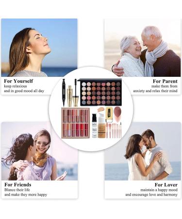 All in One Makeup Set Cosmetic Make up Gift Set for Women Beginners Includes Eyeshadow Palette Foundation & Face Primer Eyeliner Stamp lip gloss Set Eyebrow Soap Makeup Sponge brushes Set - Buy Online on SooperMarket.com