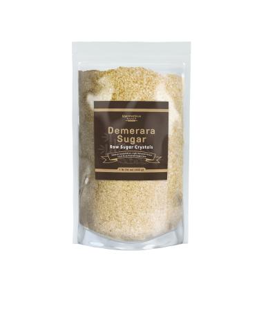 Demerara Sugar By Unpretentious Baker, Raw First-Pressed Sugarcane Crystals For Drinks & Baking (1 Pound) 1 Pound (Pack of 1)