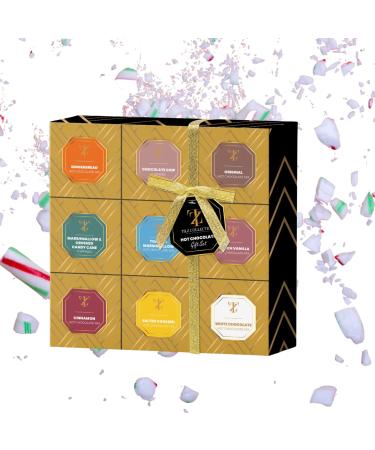 Christmas Hot Chocolate Gift Set | 9Pk Assorted Hot Choc Mallows Cookies Candy Canes in Gift Box | Christmas Food Gift for Kids Women Men | Hot Chocolate Station | Stocking Fillers Xmas Hampers