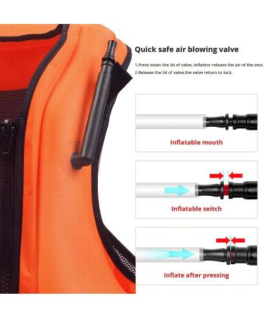 OMOUBOI Inflatable Snorkel Vest for Adults | Lightweight Buoyancy Aid for Swimming, Snorkeling, and Diving | Adjustable Leg Straps | Orange | 90-220 lbs - Buy Online on SooperMarket.com
