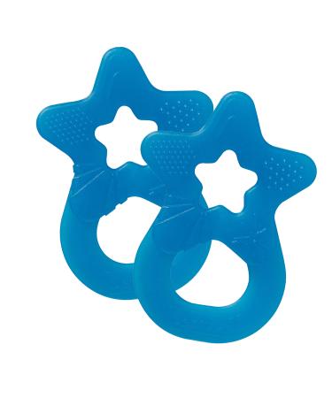 Dentistar Beißring 2 Set-Teether for Babies & toddlers from 3 months-Baby bite ring with handle made of soft material for dental aid & massage-Made in Germany-Blue