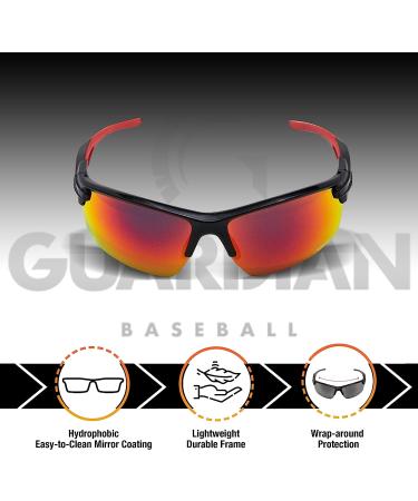 Guardian Baseball Sunglasses | Sports Sunglasses for Men, Women, and Youth | Ideal for Cycling, Running, Boating | Black/Red - Buy Online on SooperMarket.com