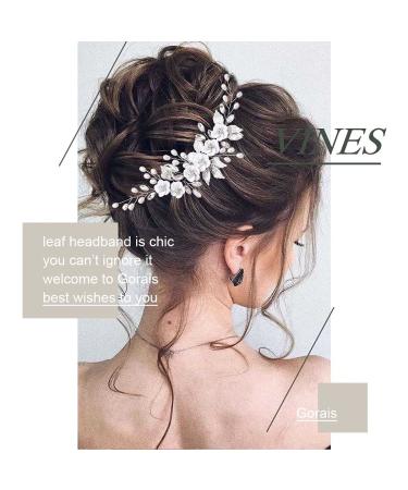 GORAIS Silver Crystal Wedding Hair Vine Bridal Headband for Women - Floral Bride Hair Accessories - Buy Online on SooperMarket.com