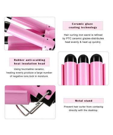 3 Barrel Curling Iron Wand 1.25 Inch | Hair Crimper & Waver with LCD Display | Ceramic Tourmaline | Dual Voltage | Adjustable Temperature - Buy Online on SooperMarket.com