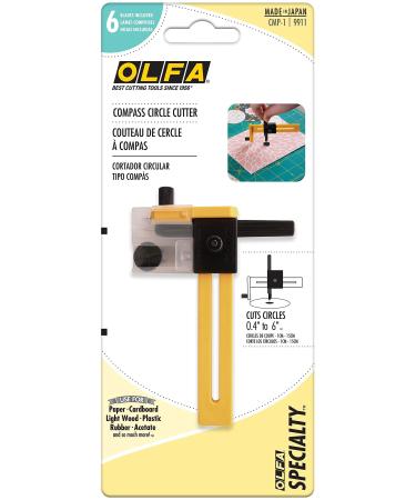 OLFA Compass Circle Cutter (CMP-1) - Adjustable Compass Style Rotary Circle Cutter w/ 6 Blades for Cutting Circles Up to 6 Inches in Diameter, Replacement Blades: OLFA COB-1 Blades