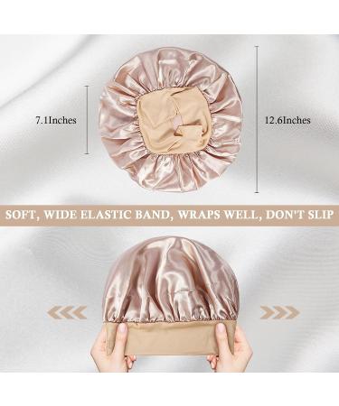 Satin Silk Bonnet Set for Sleeping - 4 Pcs Elastic Wide Band Hair Wraps (Black Red Purple Gold) - Soft & Breathable Sleep Caps - 12.6 Inch - Buy Online on SooperMarket.com