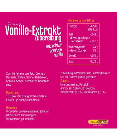 Decocino Vanilla Extract 20ml - Alcohol-Free Madagascar Bourbon Natural Flavor for Cakes Tarts & Drinks - Vegan Friendly - Buy Online on SooperMarket.com