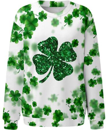Womens St Patricks Day Heart Pattern Raglan Tee - Green, Large - Buy Online on SooperMarket.com