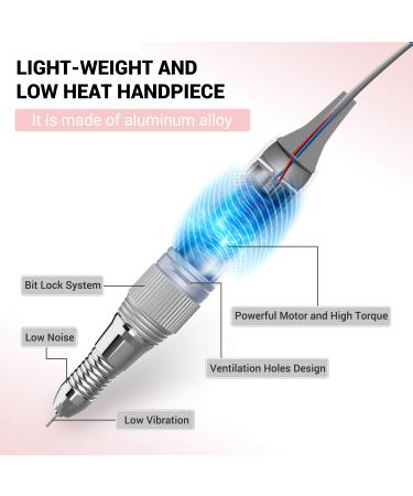 MelodySusie 30000 RPM Professional Nail Drill - Scarlet | High Speed, Low Heat, Low Noise, Low Vibration Portable Efile Drill for Shaping, Buffing, and Removing Acrylic & Gel Nails - A-White - Buy Online on SooperMarket.com