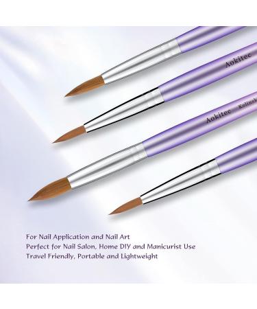 Aokitec Sable Kolinsky Nail Brush #18 - Professional Acrylic Brush for Nail Art | High-Quality Wood Manicure Tool | Violet - Buy Online on SooperMarket.com