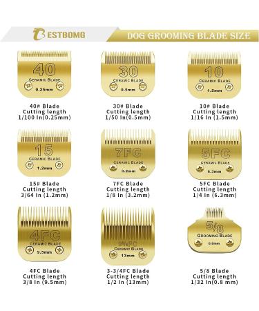 BESTBOMG 5fC Replacement Knife for Dog Grooming - 2 Pieces Compatible with Heiniger/Moser Max45 & Andis A5 - 1/4 (6.3mm) Gold Color - Buy Online on SooperMarket.com