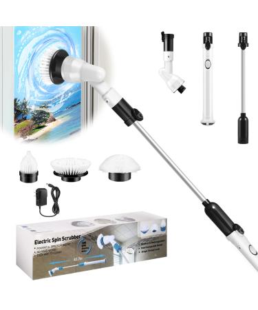 GOFOIT Spin Scrubber  360-degree Cordless Electric Rotary Scrubber  Power Scrubber with Long Handle and Cordless  Shower  Tub and Tile Scrubber  Equipped with 3 Multi-Purpose Cleaning Brush Heads