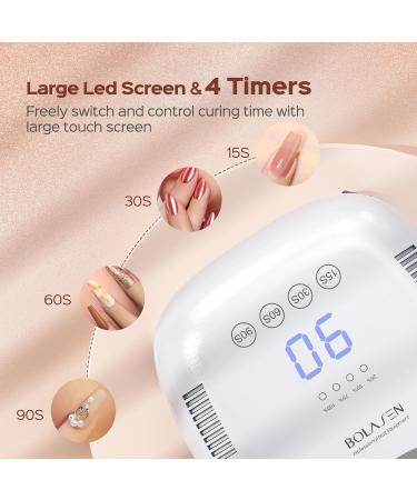 BOLASEN Cordless Rechargeable UV Nail Lamp - 54W Wireless LED Nail Dryer for Gel Nails Portable & Professional Curing Light with Metallic Reflector - Perfect for Home & Salon Use - Buy Online on SooperMarket.com
