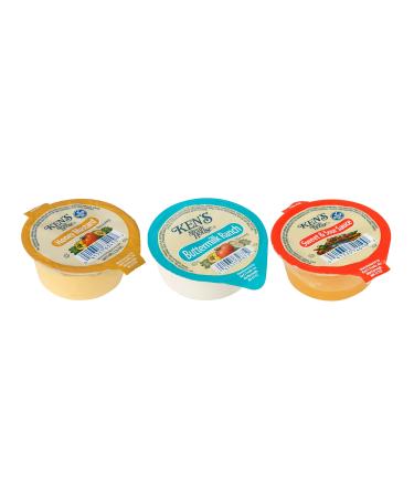 Ken's Steak House Dressing Single Serve Cups, Honey Mustard, Buttermilk Ranch, and Sweet & Sour Sauce (Pack of 30) - with Make Your Day Sporks