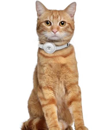 Oopsdoggy Leather AirTag Cat Collar with Bells - Durable GPS Pet Neckband for Cats & Small Dogs (White) - Buy Online on SooperMarket.com