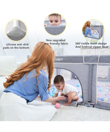 Baby Playpen: Sturdy Safety Play Center for Toddlers & Infants - 50x50 Inch Grey - Buy Online on SooperMarket.com