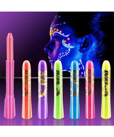 Face Paint Crayons Glow in The Dark Body Painting Kit Under UV and Black Light Makeup Non-Toxic for Halloween Masquerades Easter Festivals Party Supplies (6 Colors) 6 Luminous Colors
