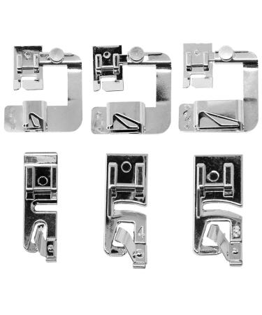 Rolled Hem Presser Foot 6 Sizes Wide Rolled Hem Foot Set & Narrow Foot Hemmer Set For Brother, Singer & Janome Low Shank Sewing Machines. Hemming Pressure Feet With Distinctive Wide and Narrow Sizes Mixed 6