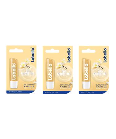 (Pack of 3) Labello Vanilla Buttercream Caring Lip Balm wit Shea Butter & Vanilla Aroma 4 8g
