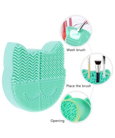 Buy Green 11x11cm Makeup Brush Cleaner & Storage Rack - Cute Cat Clean Brush Pad & Scrubber for Perfect Makeup Care | International Shipping Available - Buy Online on SooperMarket.com
