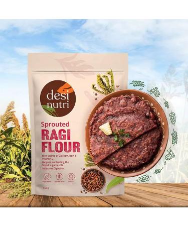 Desi Nutri Sprouted Ragi Flour | Ragi Powder | Ragi Malt | Ready to Cook Ragi Powder | Nachni Flour- 450 gms | High in Protein & Calcium - Buy Online on SooperMarket.com