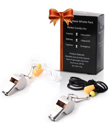 Voted No.1 Whistles Premium Metal Whistle Pack of 2 with Adjustable & Removable Lanyard. Ideal for Survival  Teacher  Football/Basketball/Soccer Coach  Sports  Safety  Emergency or Protection! - Buy Online on SooperMarket.com