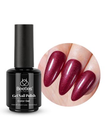 beetles Gel Polish 15mL Glitter Burgundy Rusty Maroon Dark Red Wine Red Dark Red Shine Fine Glitter Red Gel Nail Polish Manicure Diy Nail Art Gel Soak Off UV LED Nail Lamp