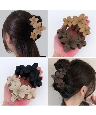 4pcs Flower Hair Clips for Women | Matte Hawaiian Hair Accessories - Strong Hold Claw Clips - Buy Online on SooperMarket.com