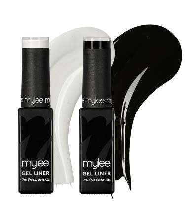 Mylee Liner Gel Nail Polish 7ml Monochrome Canvas With Built-In Nail Art Brush - UV/LED Soak-Off Nail Art Manicure Pedicure for Professional Salon & Home Use - Long Lasting & Easy to Apply MGL-DUO-01 - Monochrome Canvas Duo