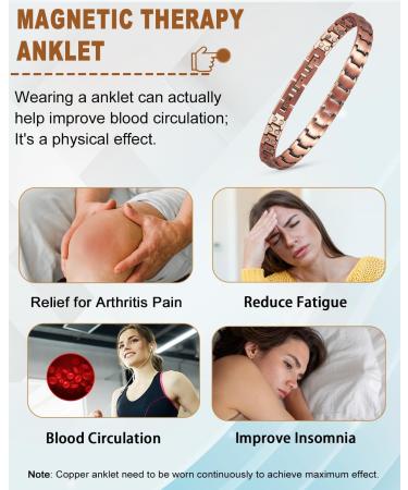 EnerCoppeX Copper Ankle Bracelet for Women Magnetic Pure Solid 99.99% Copper Lymph Detox Anklet 3500 Gauss Effective Magnet (CAC-0001W) - Buy Online on SooperMarket.com