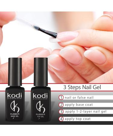 Kodi Professional Rubber Top & Base Gel Set | 12ml 0.42 oz | Long Lasting Nail Polish Kit | Non-Toxic & Scentless | Easy to Use | Cure Under LED/UV Lamp - Buy Online on SooperMarket.com