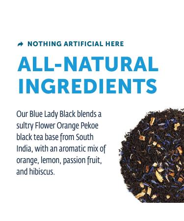 Zest Tea Blue Lady Black Tea - High Caffeine Energy Blend | 135mg per Serving | Keto-Friendly | 15 Sachets - Buy Online on SooperMarket.com