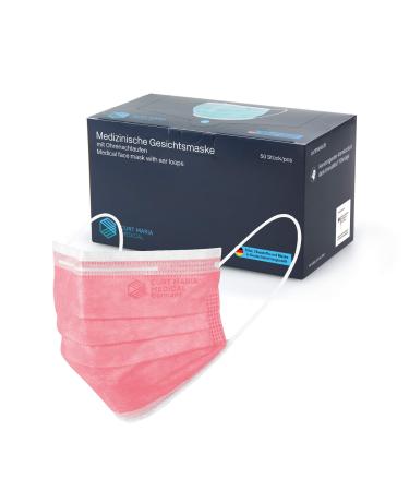 CURT MARIA MEDICAL 50 x Medical face mask type IIR EN 14683 made in Germany medical masks disposable surgical mask coral