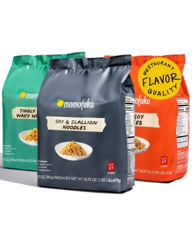 Momofuku Ramen Noodles Variety Pack by David Chang, 3 Flavors (5 Servings Each), Ramen, Asian Snacks