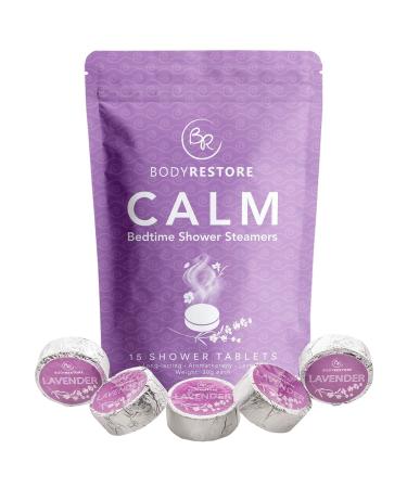 BodyRestore Shower Steamers (Pack of 15) Gifts for Women and Men - Lavender Essential Oil Scented Aromatherapy Shower Bomb Nighttime Relaxation & Unwind Shower Tablets