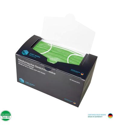 CURT MARIA Medical Face Masks - 50-Pack 3-Ply Ear Loop Masks | Made in Germany | Single-Use Green Masks for Optimal Protection - Buy Online on SooperMarket.com