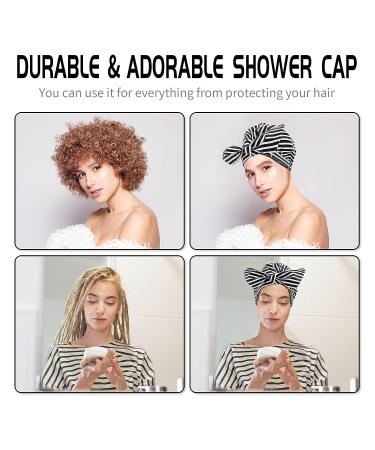 Yiclick Reusable Shower Cap for Women - Stripe Black, Ideal for Long Hair - Buy Online on SooperMarket.com