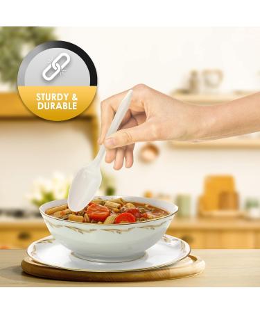 PAMI Medium Weight Disposable Plastic Teaspoons 1000-Pack - Bulk White Partyware Teaspoons for Events and Catering - Buy Online on SooperMarket.com