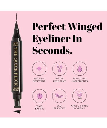 The Quick Flick - Intense Black Cat Eyeliner Stamp | Water-Proof & Smudge-Proof Felt-Tip Pen | 10mm Winged Eyeliner - 2 Pens - Buy Online on SooperMarket.com