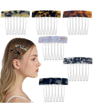 6 Pcs Acetate Exquisite Hair Side Combs Small Seven-tooth Decorative Hair Combs Vintage Elegant French Side Combs Hair Jewellery Accessories for Women and Girls