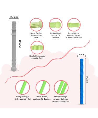 Bite Tube Set - 6 BPA-Free Silicone Dental Aids with 2 Cleaning Brushes for Baby Teething - Grayling & Violet Root Colors - Buy Online on SooperMarket.com