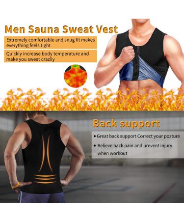 Yokald Men's Sauna Sweat Vest Zipper Suit - Polymer Corset Fitness Shapewear Compression Waist Trainer Top (Black 3XL) for Effective Workouts - Buy Online on SooperMarket.com