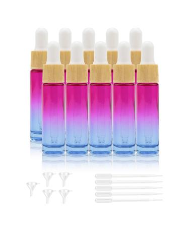Kesell Essential Oil Dropper Bottles 10 Pack 10ml Rose-blue gradient Colorful Glass Bottles with Eye Dropper Empty Travel Bottles for Perfume Oils Facial Serum