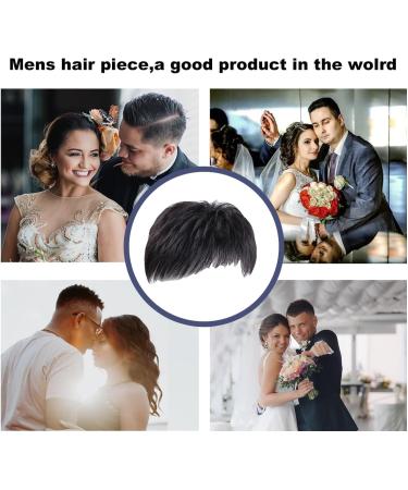 Natural Black Men's Hair Piece - Thin Skin Toupee for Male Receding Hairline (13cmx14cm) - Buy Online on SooperMarket.com