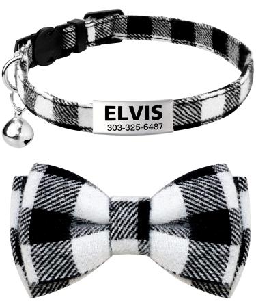 Tagme cats collars with names and telephone number kitten neck band with safety closure and bell black 1 pack black